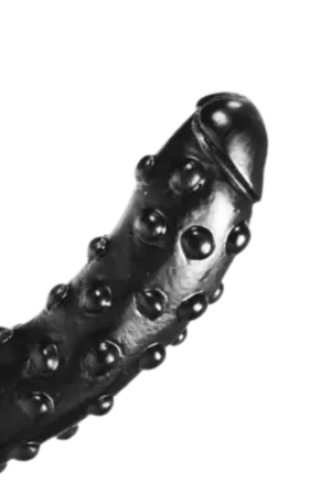 Czarne dildo z wypustkami stymulującymi - 22,5 cm