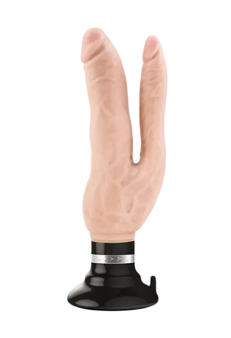 Podwójne dildo wibrujące analno-waginalne na przyssawce