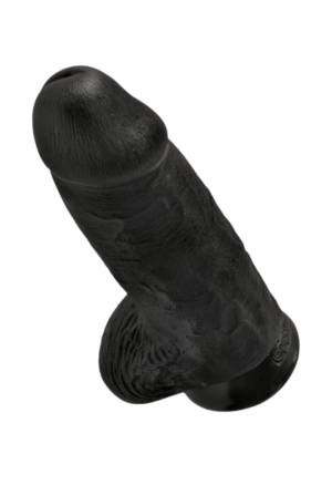 Dildo w kolorze czarnym z realistyczną fakturą żył