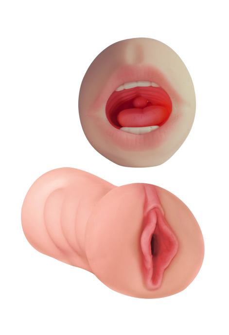 Podwójny masturbator, bardzo realistyczny model ust i waginy