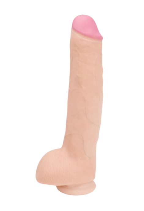 Duże i grube dildo z jądrami na przyssawce - 35cm