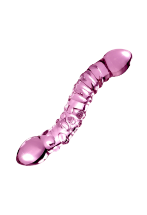 Szklane, dwustronne dildo ze stymulującą fakturą