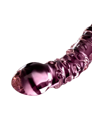 Szklane, dwustronne dildo ze stymulującą fakturą