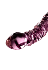 Szklane, dwustronne dildo ze stymulującą fakturą