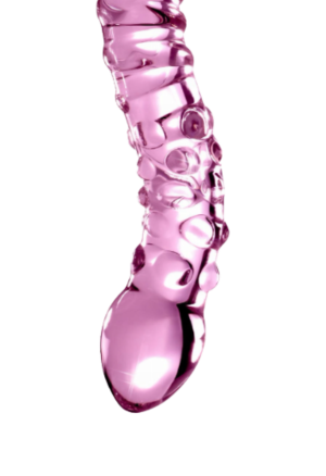 Szklane, dwustronne dildo ze stymulującą fakturą