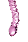 Szklane, dwustronne dildo ze stymulującą fakturą