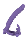Wibrujący strap-on do podwójnej penetracji z pierścieniem
