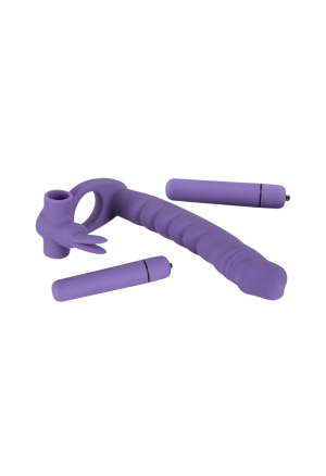 Wibrujący strap-on do podwójnej penetracji z pierścieniem