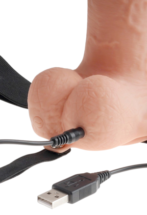 Cielisty, pusty strap-on z wibracjami 25,4 cm