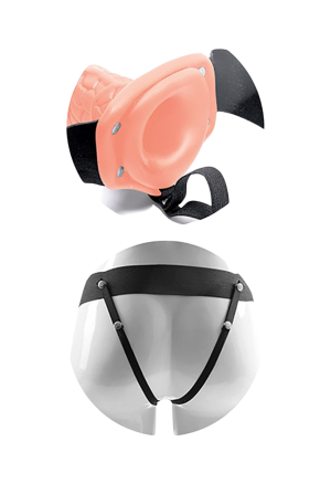 Wibrujący strap-on pusty w środku - długość 20,5 cm