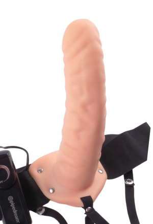 Pusty strap-on z wibracjami, realistyczna proteza - 20 cm
