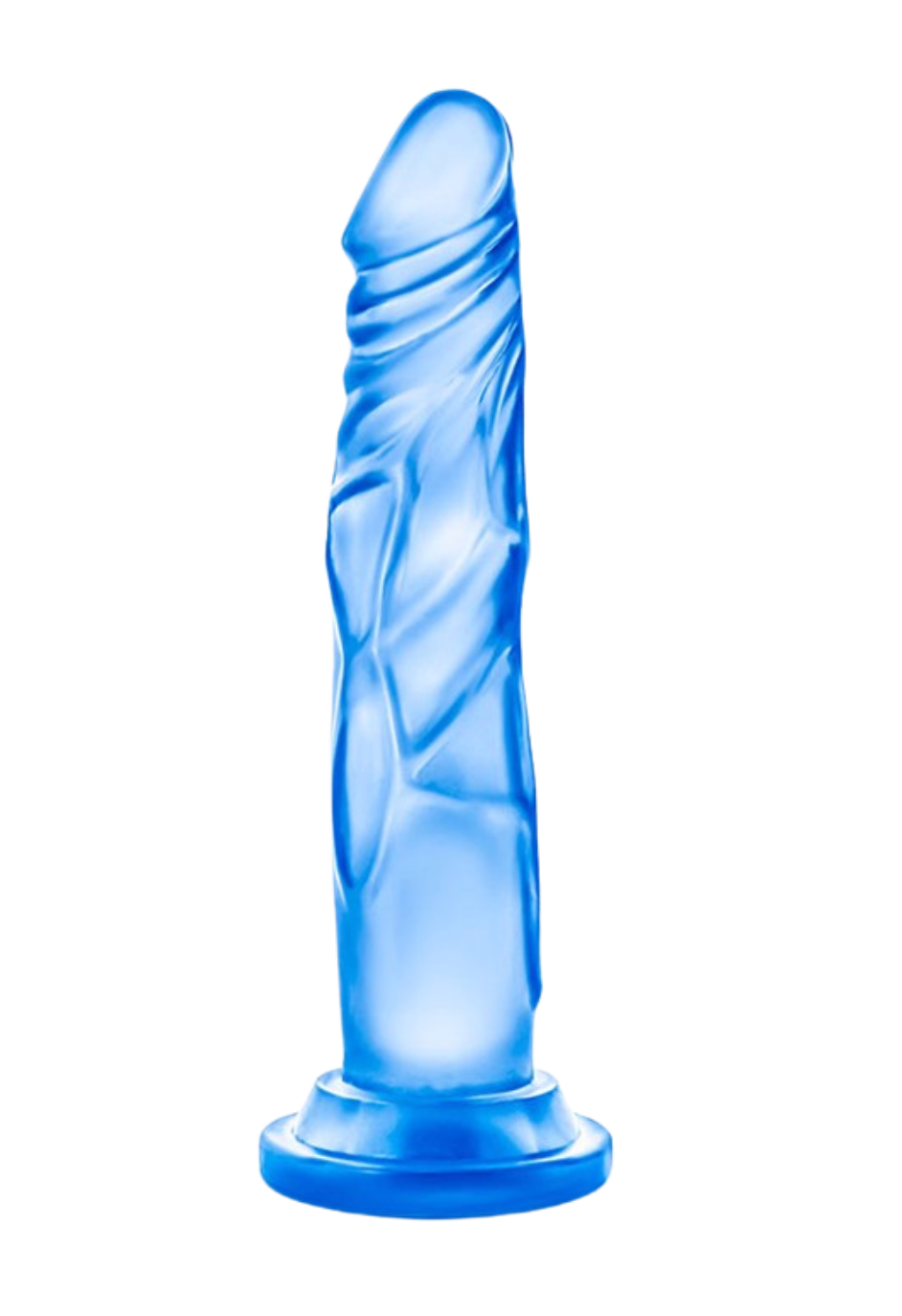 Niebieskie dildo bez jąder z przyssawką, długość: 17 cm