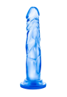 Niebieskie dildo bez jąder z przyssawką, długość: 17 cm