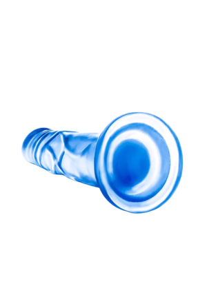 Niebieskie dildo bez jąder z przyssawką, długość: 17 cm