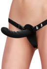 Czarny, silikonowy strap on z wibracjami