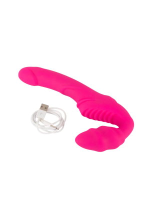 Pełny, podwójny strap-on dla par z wibracjami
