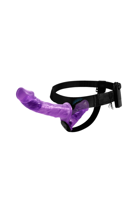 Fioletowy, damski strap-on do podwójnej penetracji