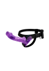 Fioletowy, damski strap-on do podwójnej penetracji