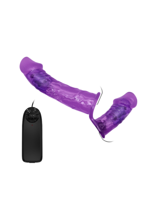 Fioletowy, damski strap-on do podwójnej penetracji