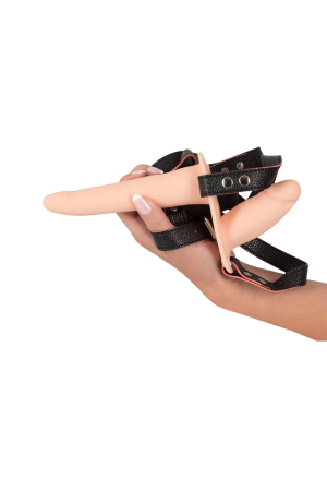 Podwójny, pełny strap-on dla kobiet z wibracjami i uprzężą