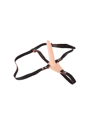 Cielisty, pełny strap-on dla kobiet z wibracjami i uprzężą