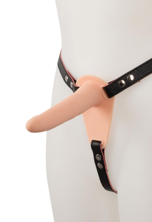 Cielisty, pełny strap-on dla kobiet z wibracjami i uprzężą