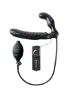 Podwójny pompowany strap-on z wibracjami, bez szelek