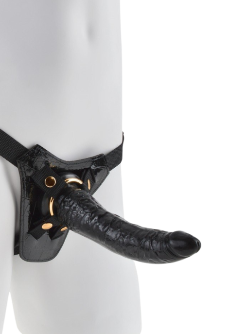 Elegancki czarno - złoty STRAP ON, 19 cm