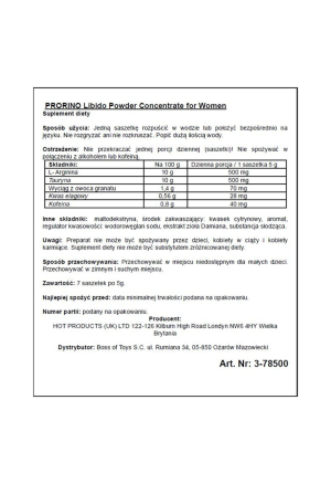 Skład saszetek prorino