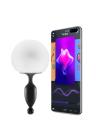 Plug analny z kulką z futra królika rexa sterowany aplikacją mobilną