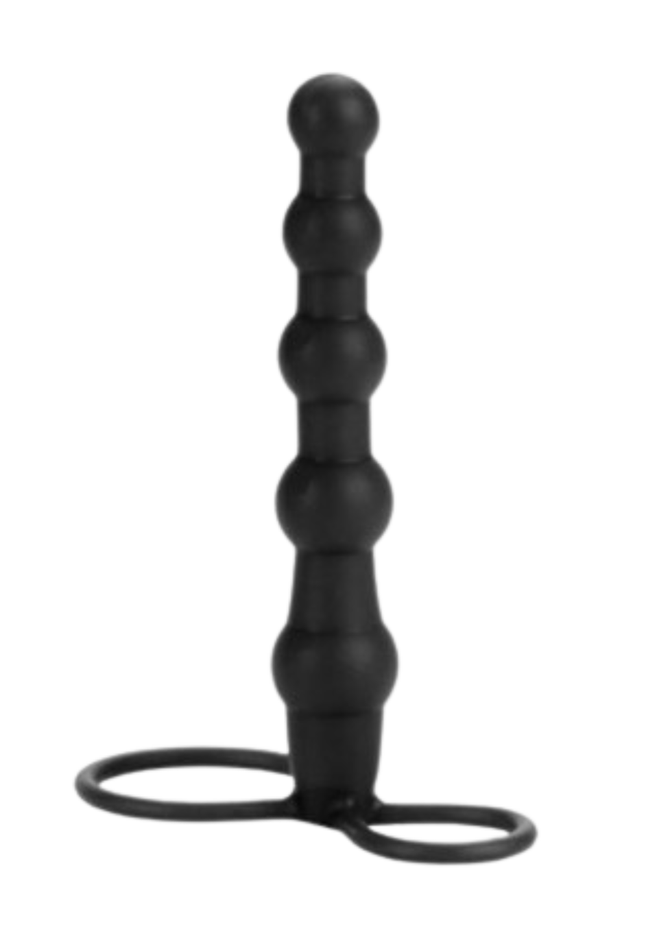 Sonda analna z pierścieniem na jądra do podwójnej penetracji - czarna Sonda analna z pierścieniem na jądra do podwójnej penetracji - czarna