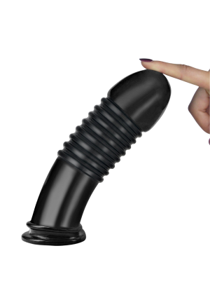 Duże, czarne dildo analne z żebrowaniem