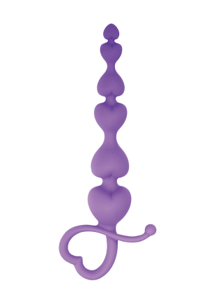 Fioletowy plug analny w kształcie serduszek - 18 cm