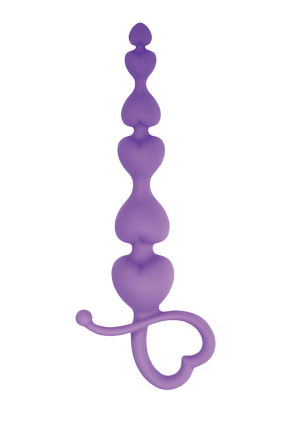 Fioletowy plug analny w kształcie serduszek - 18 cm