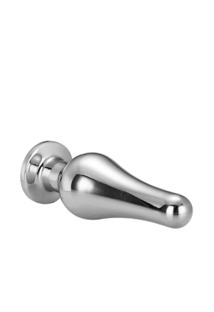 Srebrny plug - stożek analny z błyszczącym kryształem rozm. S