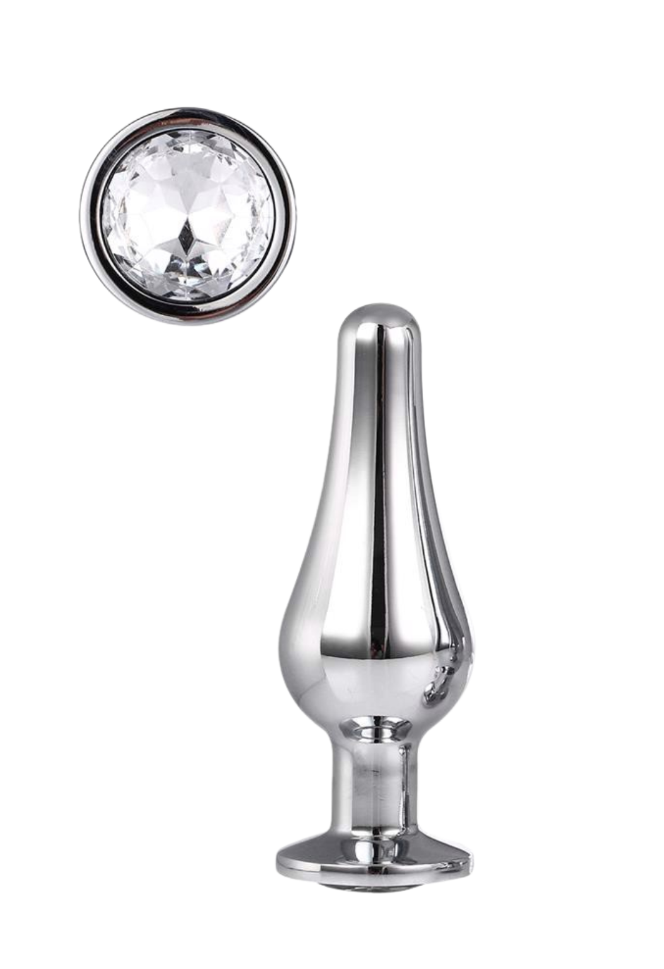 Srebrny plug - stożek analny z błyszczącym kryształem rozm. S Srebrny plug - stożek analny z błyszczącym kryształem rozm. S