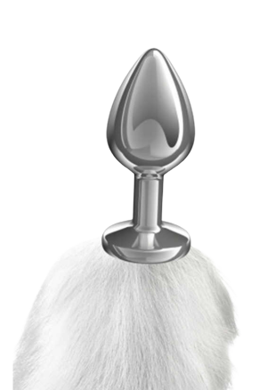 Srebrny, metalowy plug z długim ogonem - kitą 38 cm