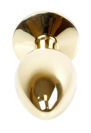 Złoty - stalowy  plug z zielonym kryształem rozm. S