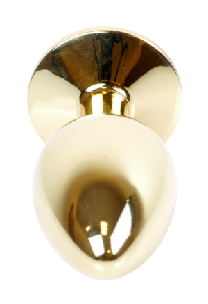 Złoty - stalowy  plug z niebieskim kryształem rozm. S