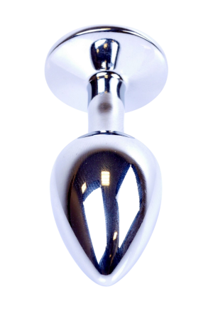 Srebrny - stalowy plug  z szafirowym kryształem rozm. S