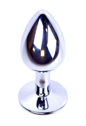 Srebrny - stalowy plug  z szafirowym kryształem rozm. S