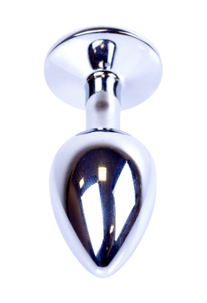 Srebrny - stalowy plug z czerwonym kryształem rozm. S