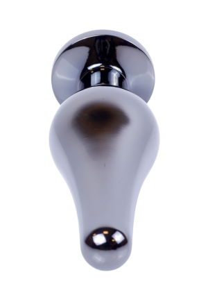 Metalowy plug z czerwonym kryształem, chromowy