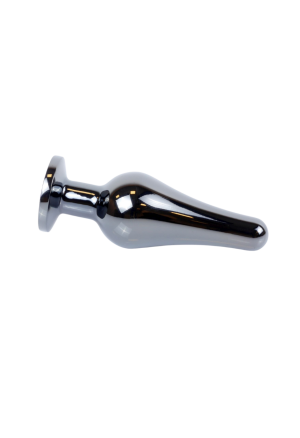 Metalowy plug z czerwonym kryształem, chromowy