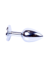 Srebrny - stalowy plug analny z czarnym kryształem rozm. S