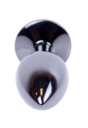 Ciemno - srebrny stalowy plug  z niebieskim kryształkiem rozm. S