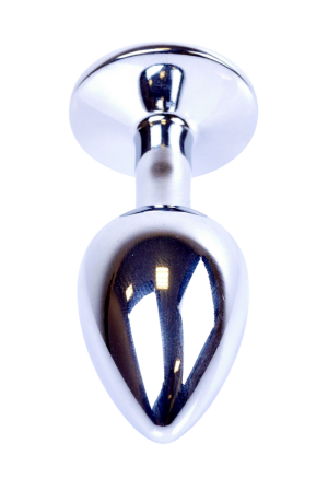 Klasyczny, stalowy plug  z błękitnym kryształem rozm S.