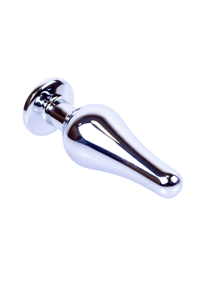 Metalowy plug z różowym kryształem - srebrny