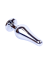 Metalowy plug z różowym kryształem - srebrny