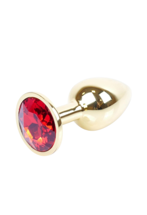 Klasyczny mini plug  z czerwonym kryształem - złoty